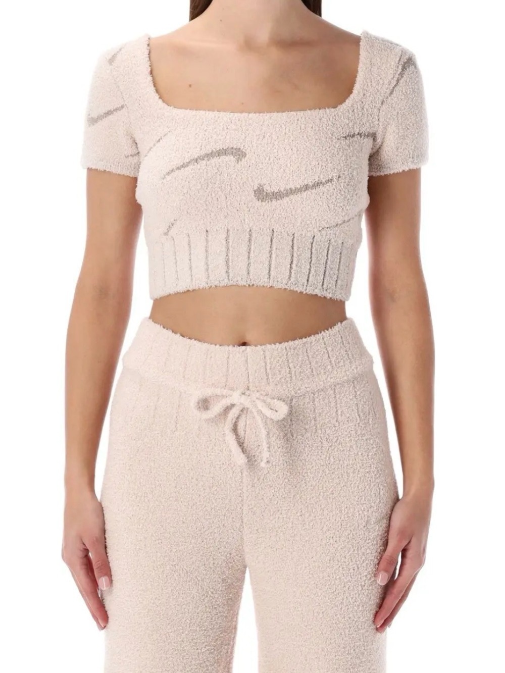 Womens Size XS Nike Crop Top Phoenix Cozy Boucle Knit Sportswear Pink NEW